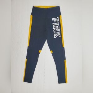 Victoria's Secret PINK Yoga Leggings Medium Black Yellow Mesh